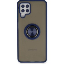 DS LLC Samsung Galaxy A22 Kılıf Montreal Yüzüklü Silikon Kapak - Lacivert