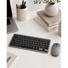 DS LLC Kablosuz Bluetooth Klavye Mouse Seti Şarjlı Tablet Laptop Uyumlu