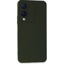 DS LLC Vivo Y17S Kılıf Nano Içi Kadife Silikon - Koyu Yeşil