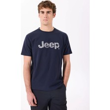 Jeep Bisiklet Yaka Baskılı Lacivert Erkek T-Shirt J5SM-TST7351