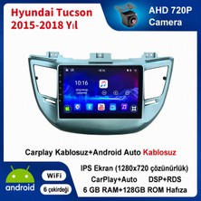 SBAID Hyundai Tucson 2015-2018 Yıl Uyumlu 6GB Ram 128GB Rom Hafıza Android Kablosuz Carplay Navigasyon Multimedya 9 Inç Ekran Hediye Görüş Kamerası Hediye Çerçevesi