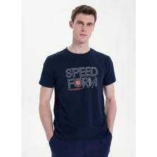 Discovery Expedition D6SM-TST3706 Lacivert Bisiklet Relaxed Baskılı Erkek T-Shirt
