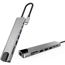 Renas Store 8 Portlu Macbook Çevirici Type C Hub  Sd Tf USB Çoğaltıcı Ethernet
