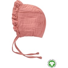 Cigit Bağlamalı Fırfırlı Organik Müslim Bebek Şapka 0-2 yaş Pudra Pembe