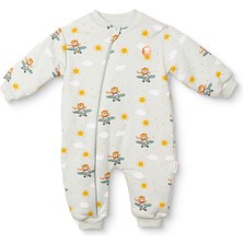 Little Plane Erkek Bebek Uyku Tulumu Hayvan Baskılı Fermuarlı Bisiklet Yaka Long Sleeve Patiksiz