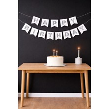 Baloncu Nene Beyaz Karton Happy Bırthday Gümüş Yazılı Doğum Günü Banner Doğum Günü Süsleri Doğum Günü Balonları