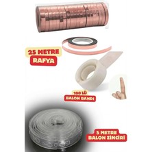 Baloncu Nene Rose Gold Balon Ipi Rafya 100 Lü Balon Bandı 5 Metre Balon Zinciri Doğum Günü Malzemeleri