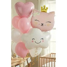 Baloncu Nene Kız Çocuk Hastane Süsleme Yeni Doğan Oda Süsleme Pembe Kedi Doğum Günü Partisi Malzemeleri Balonları