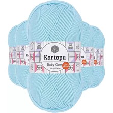 Just Cheap Store 5 Adet Baby One Tüylenmeyen El Örgü Ipi Yünü Gök Mavi K502 - Kartopu Mudanis