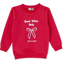Hellobaby Kız Bebek Sweatshirt Fiyonk Baskılı Bisiklet Yaka Long Sleeve