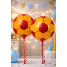 Baloncu Nene 2 Adet 43 cm Folyo Taraftar Top Balon Sarı Kırmızı Futbol Topu Parti Balonu