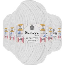 Just Cheap Store 5 Adet Yumurcak Kadife El Örgü Ipi Kar Beyaz K010 - Kartopu Mudanis