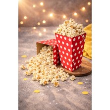 Baloncu Nene Kırmızı Puantiyeli Popcorn Kutusu 8X11,5 cm 8 Adet Patlamış Mısır Kutusu Parti