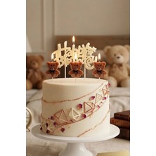 Baloncu Nene Ayıcık Mum Seti Happy Birthday Yazılı Pasta Üstü Sevimli Doğum Günü Süsü Parti Dekor Seti