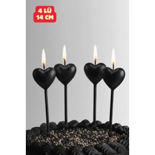 Baloncu Nene Kalpli 4’lü Siyah Kalp Mum Sevgililer Günü Doğum Günü Özel Gün Kutlama Mumu
