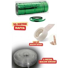 Baloncu Nene Yeşil Balon Ipi Rafya 100 Lü Balon Bandı 5 Metre Balon Zinciri Doğum Günü Malzemeleri