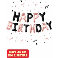 Baloncu Nene Siyah Rose Gold Happy Bırthday Folyo Set Balon Doğum Günü Helyum Doğum Günü Süs Kutlama Doğum Günü
