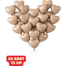 Baloncu Nene 25 Adet Küçük Kum Beji Kalp Folyo Balon Sevgililer Günü Evlilik Teklifi Romantik Kutlama Süs