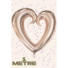 Baloncu Nene Büyük Boy 1 Metre Rose Gold Kalp Ortası Boş Folyo Balon Evlilik Teklifi Evlilik Yıl Dönümü Süs