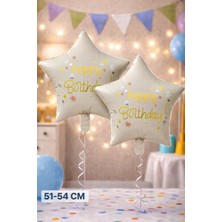 Baloncu Nene 2 Adet Happy Brithday Yazılı Yıldız Folyo Balon Doğum Günü Folyo Balon Çocuk Doğum Günü Balon