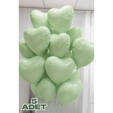 Baloncu Nene 5 Adet Yeşil Kalpl Folyo Balon Rafya ve Balon Bandı Helyum Sevgili Süs Doğum Günü Evlilik Teklifi