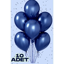 Baloncu Nene 10 Adet Metalik Mavi Parlak Balon Doğum Günü Kutlama Süs ve Malzemesi