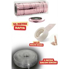 Baloncu Nene Pembe Balon Ipi Rafya 100 Lü Balon Bandı 5 Metre Balon Zinciri Doğum Günü Malzemeleri