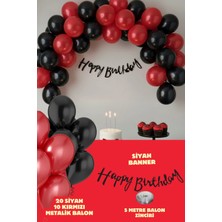 Baloncu Nene Siyah Happy Birthday Banner Balon Seti Siyah Kırmızı Balon Doğum Günü Parti Süsleri