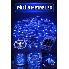 Baloncu Nene 5 Metre Mavi Peri LED Işık Pilli Yanıp Sönen Özel Gün Doğum Günü Süslemesi 3 Pil Hediyeli