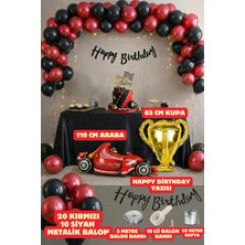 Baloncu Nene Yarış Arabası Konsepti Parti Seti Happy Birthday Yazısı Araba Balon Doğum Günü Seti