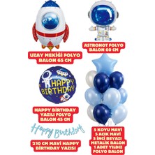 Baloncu Nene Uzay Temalı Doğum Günü Balon Seti Astronot Uzay Mekiği Yıldız Folyo Balonlu Happy Birthday Banner