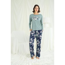 Aria's Closet Arias Closet Çiçek ve Yaprak Desenli Baskılı Pijama Takımı