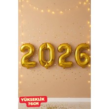 Baloncu Nene 2026 Gold Folyo Balon Yeni Yıl Folyo Balon Helyum Uyumlu Hava Uyumlu Yılbaşı Süsü