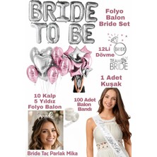 Baloncu Nene Bride To Be Folyo Balon Seti Bekarlığa Veda Parti Seti Gümüş Pembe Kalp Yıldız Balon Kuşak Taç Dövme Bride Party Süsleme Seti