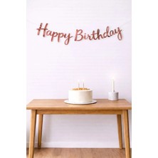 Baloncu Nene Rose Gold Happy Birthday Yazılı Banner Kutlama Doğum Günü Set