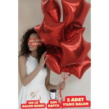 Baloncu Nene Kırmızı Yıldız Folyo Balon 5 Adet Helyum Uyumlu Balon Sevgili ve Özel Gün Balon