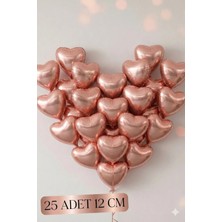 Baloncu Nene 25 Adet Küçük Rose Gold Kalp Folyo Balon Sevgililer Günü Evlilik Teklifi Romantik Kutlama Süs