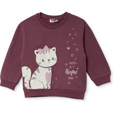 Hellobaby Kız Bebek Sweatshirt Hayvan Baskılı Bisiklet Yaka Long Sleeve