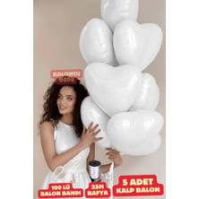 Baloncu Nene Beyaz Kalpli Folyo Balon 5 Adet Helyum Uyumlu Balon Sevgili ve Özel Gün Balon