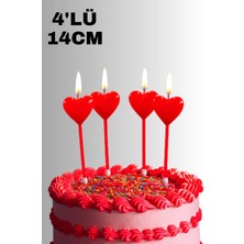 Baloncu Nene Kalpli 4 Lü Kırmızı Kalp Mum Sevgililer Günü Doğum Günü Özel Gün Kutlama Mumu