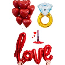 Baloncu Nene Love Kalpli Balon Yüzük Kırmızı Kalpli Helyum Balon Konfeti Sevgili ve Özel Gün Için Balon