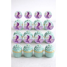 Baloncu Nene Deniz Kızı Kek Kürdanı 16 Adet Mermaid Pasta Süsü Cupcake Topper Doğum Günü