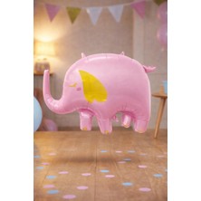 Baloncu Nene Pembe Fil Folyo Balon 71 cm Büyük Boy Bebek Doğum Günü Parti Dekor Çocuk Balon Süs