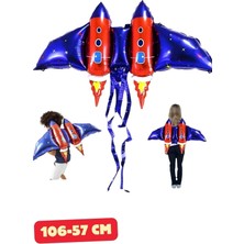 Baloncu Nene Roket Kanat Folyo Balon Doğum Günü Folyo Balon Karekter Folyo Balon Çocuk Doğum Günü Balon
