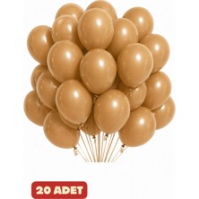 Baloncu Nene 20 Adet Karamel Balon | Kahve Ton Balon | Pastel Balon Seti | Doğum Günü Parti Balonu | Dekorasyon Balonu