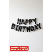 Baloncu Nene Siyah Happy Bırthday Folyo Set Balon Doğum Günü Helyum Doğum Günü Süs Kutlama Çocuk Doğum Günü