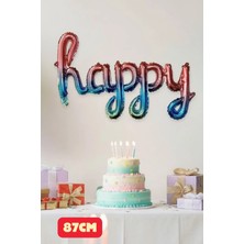 Baloncu Nene Renkli Happy Yazılı Folyo Balon El Yazılı Happy Folyo Balon Doğum Günü Balonları Happy Yazısı