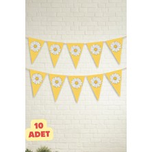 Baloncu Nene Papatya Flama Banner Sarı Doğum Günü Parti Süsü Baby Shower Konsept Süs 10 Adet 24 cm