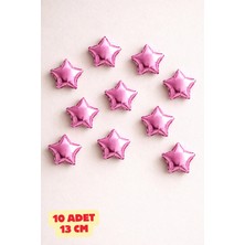 Baloncu Nene Pembe Yıldız Folyo Balon 13 cm 10 Adet Duvar Süsü Parti Dekorasyon Baby Shower Mini Balon
