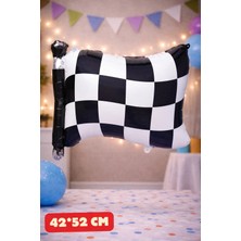 Baloncu Nene Flama Araba ve Motor Yarışı Bitiş Bayrağı Folyo Balon Doğum Günü Folyo Balon Folyo Balon Çocuk Doğum